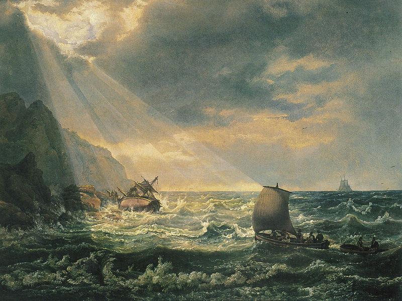 johann christian Claussen Dahl Skipbrudd ved Caprikysten oil painting image
